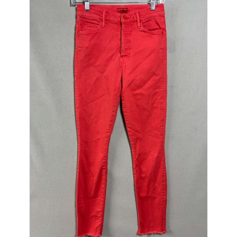 MOTHER Jeans Women The Stunner Ankle Fray Play Date Coral Stretch Jeans 25